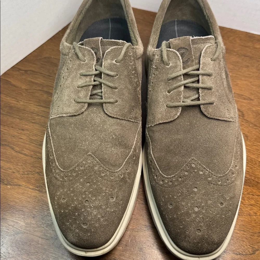 Ecco Mens Hybrid Wingtip Tie Suede Oxford Shoes Sneakers, Grey Brown, sz 43 / 9